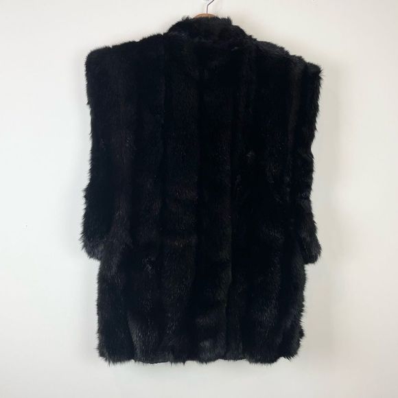 DILVA DI ROMA Faux Fur Vest Size Medium Large Italian Design Made in USA Black - Picture 8 of 11